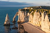 France, Seine Maritime, Pays de Caux, Alabaster Coast, Etretat, Aval cliff, Aval Arch and Needle