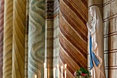 France, Vienne, Saint Savin, abbey listed as World Heritage by UNESCO, Virgin Mary statue and candles