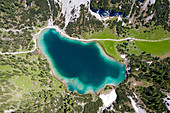 Aerial view Seebensee, Ehrwald, Tyrol, Austria