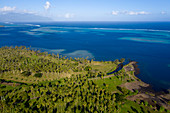 Aerial view of the south coast of Tahiti, Tahiti, French Polynesia