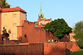 Medieval fortified city walls located along Podwale Street, old town, Warsaw, Mazovia region, Poland, Europe