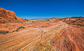 Colored layers of rock in the Valley of Fire, USA