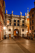 Gdansk, Main City, old town, Dluga (Long) street, Golden Gate. Gdansk, Main City, Pomorze region, Pomorskie voivodeship, Poland, Europe