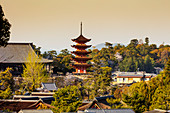 Komyoin five story pagoda, UNESCO World Heritage Site, Miyajima Island, Hiroshima Prefecture, Honshu, Japan, Asia