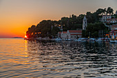 Sonnenuntergang in Cavtat an der Adria, Cavtat, Riviera Dubrovnik, Kroatien, Europa