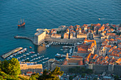 View of the old town from Srd Hill, UNESCO World Heritage Site, Dubrovnik, Croatia, Europe