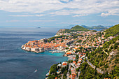 View over the Old Town (Stari Grad), UNESCO World Heritage Site, from hillside above the Adriatic Sea, Dubrovnik, Dubrovnik-Neretva, Dalmatia, Croatia, Europe