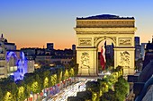 France, Paris, Champs Elysees avenue and the arch of Triumph