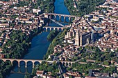 France, Tarn, Albi, Episcopal City of Albi listed as World Heritage by UNESCO (aerial view)