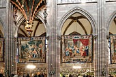 France, Bas Rhin, Strasbourg, old town listed as World Heritage by UNESCO, Notre Dame Cathedral, the Tapestries of the Life of the Virgin exposed every December in the nave and organ