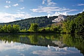 View over the Danube to the Walhalla at Donaustauf, Danube, Bavaria, Germany