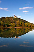 View across the Danube to the Pilgrimage Church of the Assumption on the Bogenberg near Bogen, Danube, Bavaria, Germany