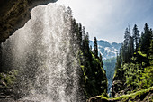 Sprutz waterfall, Mürren, Lauterbrunnen Valley, Lauterbrunnen, Canton of Bern, Bernese Oberland, Switzerland