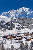 Frankreich, Savoie, Les Saisies, Massiv von Beaufortin, Blick auf den Mont Blanc (4810 m)