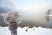 Frosty viewer scope, Lake Louise, Banff National Park, UNESCO World Heritage Site, Rocky Mountains, Alberta, Canada, North America
