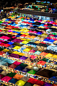 Colourful food stalls and tents at the Ratchada Night Train Market in Bangkok, Thailand, Southeast Asia, Asia