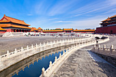 Inneres Goldenes Wasser, das durch den Äußeren Hof fließt, Verbotene Stadt, Peking, China, Asien
