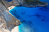 Navagio-Bucht, auch Schmugglerbucht an der Küste von Zakynthos, Ionische Inseln, Griechische Inseln, Griechenland, Europa