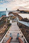 Leuchtturm von Castlepoint (Castle Point), Region Wellington, Nordinsel, Neuseeland, Pazifik