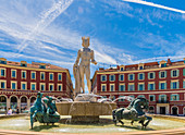 Fontaine due Soleil (Sonnenbrunnen) in Nizza, Alpes Maritimes, Côte d'Azur, Französische Riviera, Provence, Frankreich, Mittelmeer, Europa