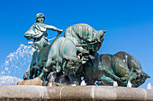 Gefion Fountain (Gefionspringvandet). Bronze fountain completed in 1908, Copenhagen, Zealand, Denmark