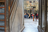 Tourists in Hagia Sophia in Istanbul, Turkey