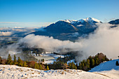 View from the Hohen Kranzberg to the Karwendel Mountains, Mittenwald, Wetterstein Mountains, Werdenfelser Land, Bavaria, Germany