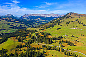 Aerial view Hohgant, Canton Bern, and Schrattenfluh, Canton Lucerne, from Glaubielenpass, Canton Obwalden, Switzerland