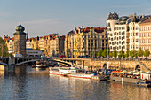 Art Nouveau buildings at Vltava River embankment, Prague, Bohemia, Czech Republic, Europe, Europe