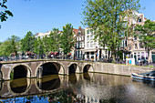 A bridge over the Herengracht canal, Amsterdam, North Holland, The Netherlands, Europe