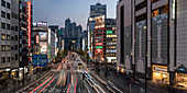 Panorama des Shinjuku-Gebiets in Tokio bei Nacht, Japan, Asien