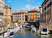Canal in Venezia Nuova, Livorno, Tuscany, Italy, Europe