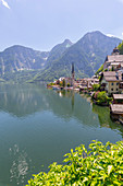 Ansicht des Dorfes Hallstatt, UNESCO-Weltkulturerbe, Salzkammergut, Alpen, Salzburg, Österreich, Europa