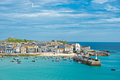 Panoramablick auf St. Ives in Cornwall, England, Großbritannien, Europa
