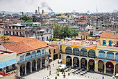 View over Plaza Vieja in Old Havana, UNESCO World Heritage Site, Havana, Cuba, West Indies, Caribbean, Central America