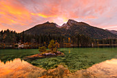 Hintersee in autumn, Berchtesgaden, Bavaria, Germany