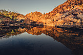 Wasserfälle Edith Falls im Nitmiluk National Park, Northern Territory, Australien, Wasserfall bei Sonnenuntergang