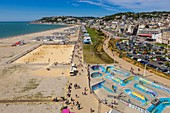 Frankreich, Seine-Maritime, Le Havre, der Strand (Luftaufnahme)
