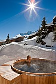 France, Haute Savoie, Avoriaz, the Hotel of Dromonts, woman in the spa
