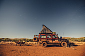 Camping at full moon night over the Pilbara in Western Australia, Australia, Oceania;