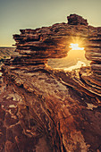 Sunrise at the Natures Window in Kalbarri in Western Australia, Australia, Oceania;