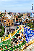 PARK GUELL BY THE ARCHITECT ANTONIO GAUDI, LISTED AS A WORLD HERITAGE SITE BY UNESCO, BARCELONA, CATALONIA, SPAIN