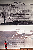 Gletscher schmelzen innerhalb von 80 Jahren, Polarmuseum, Ny Alesund, die nördlichste Siedlung der Welt (78 56n), Spitzbergen, Svalbard, Arktischer Ozean, Norwegen