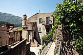 Church in the mountain village of Ghiarghia, Zilia near Calvi, Corsica, France.