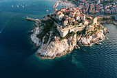 Aerial view of the citadel of Calvi, Corsica, France.