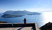 Southern part of Lipari island with a view of Vulkano and the sea, Aeolian Islands, southern Italy