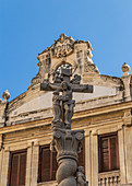 Cross in front of a church on Plaza San Francisco, Havana, Cuba