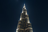 Blick zur Spitze des Burj Khalifa in Dubai, VAE