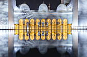 The mirrored exterior of the Sheikh Zayed Mosque in Abu Dhabi, UAE