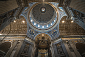 Looking up to the dome of St. Peter's Basilica in Rome, Italy